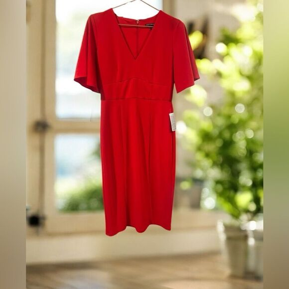 🔥 NWT Maggy London - Alexis butterfly sleeve Cloud Crepe Dress Size 4 US EU 34 - Picture 3 of 11